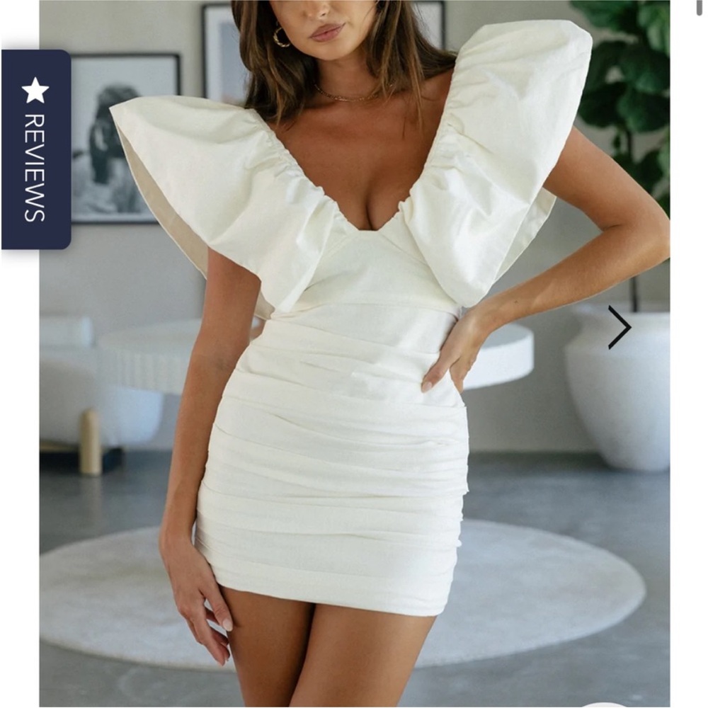 Runaway the label Gigi dress - white mini puff sleeve